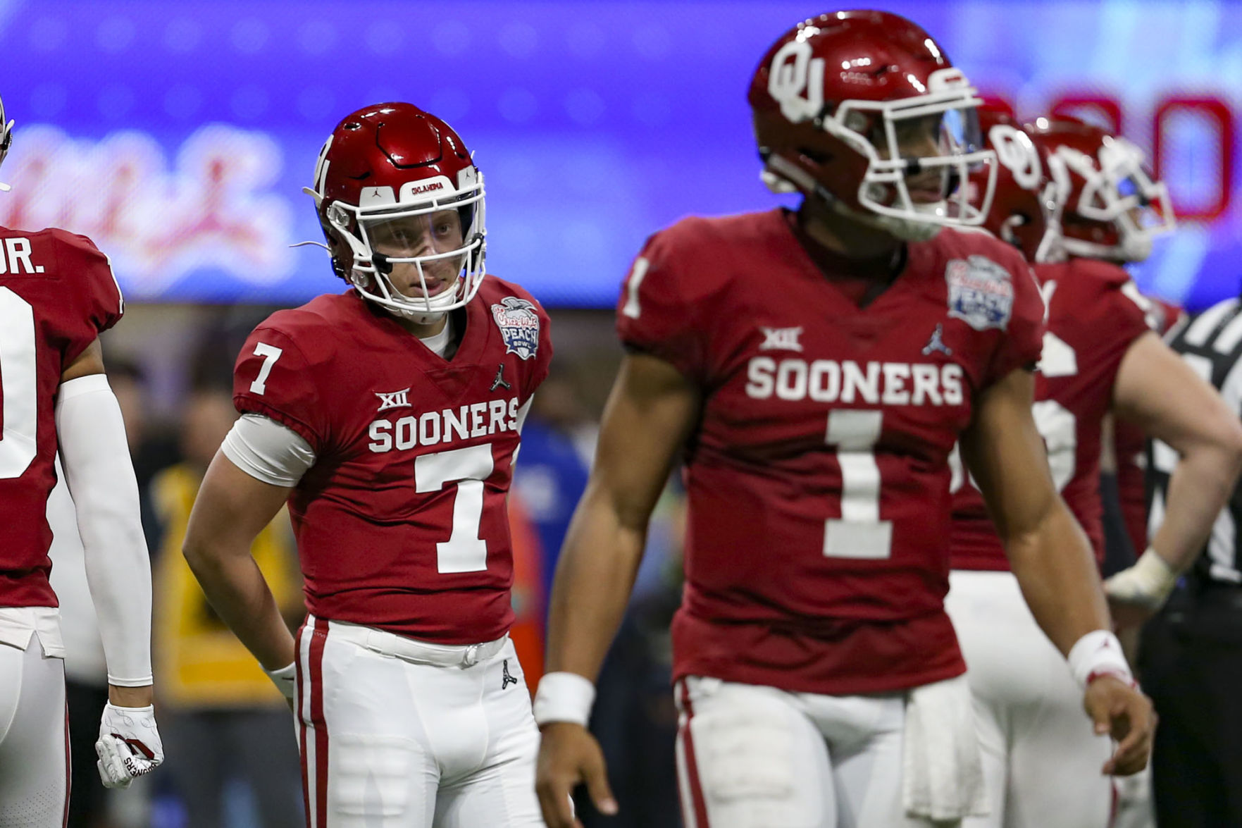 Spencer Rattler and Jalen Hurts